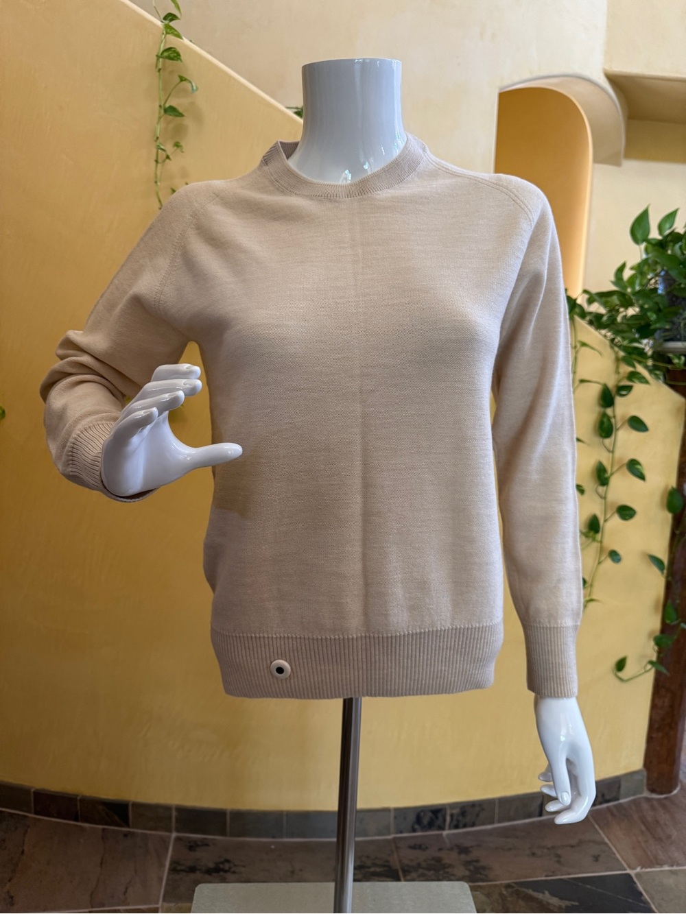 Merino wool Classic Crewneck Sweater in Light Beige